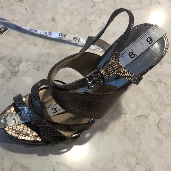 Michael kors NADJA leather embossed metallic platform high heel bronze pewter - Picture 15 of 16